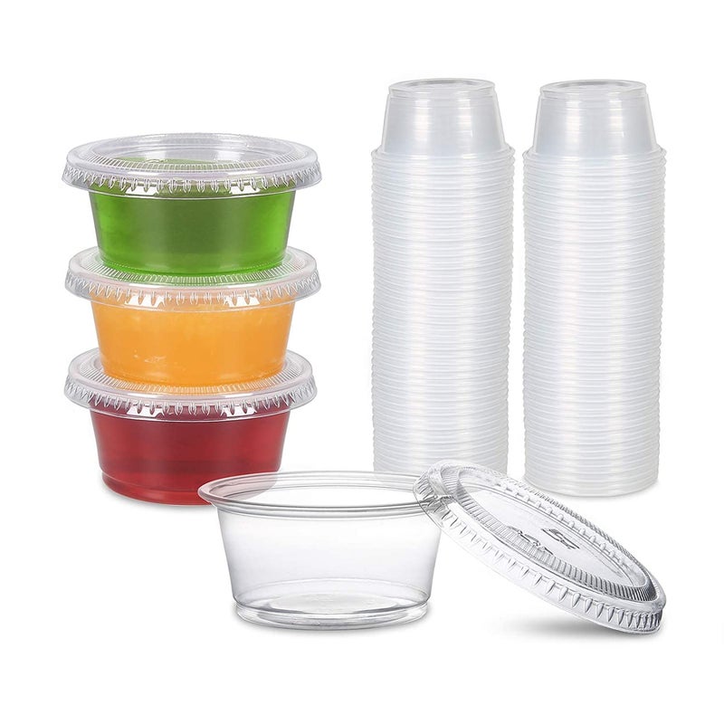 FULING [200Pack-2oz Small Plastic Containers with Lids, Jello Shot Cups, Condiment Cups for Meal Prep, Portion Control, Salad Dressing Slime Medicine - Image 1